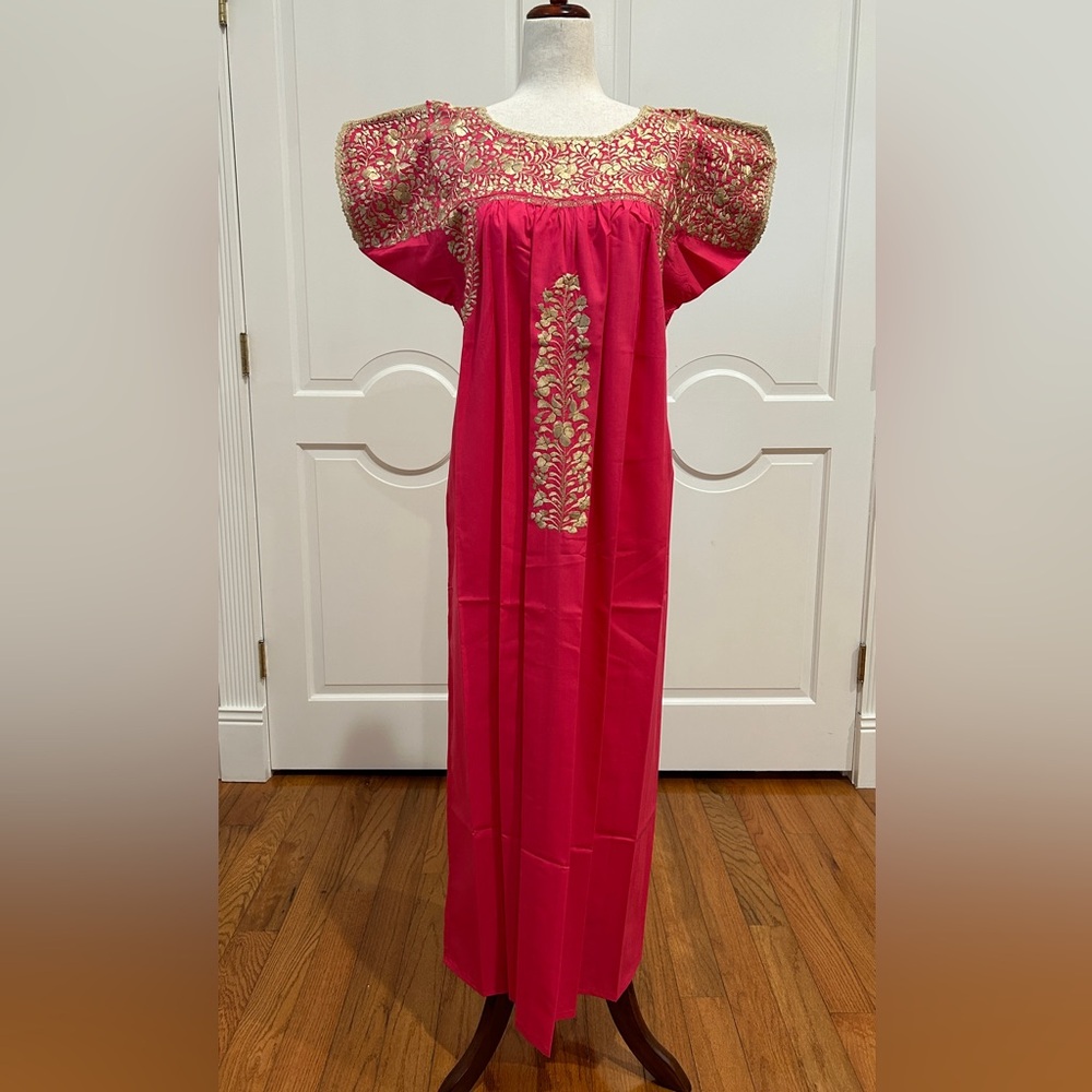 San Antonino Maxi Dress,Oaxaca Mexican dress.Hand Embroidered with Silk Threads.